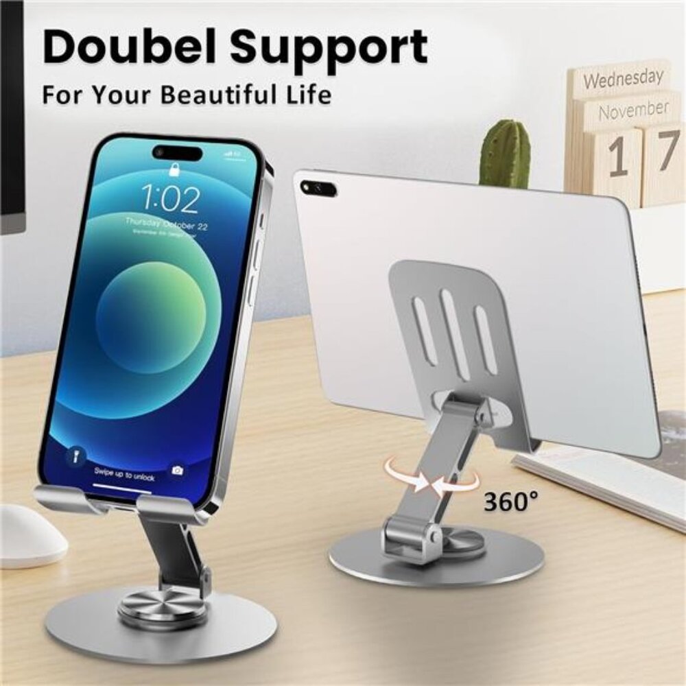 Cell Phone Stand, Multi-Angel Adjustable 360° Rotation Non-Slip Metal 2PCS - Picture 2 of 7